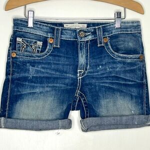 BIG STAR "LIV" DISTRESSED CUTOFF DENIM JEAN SHORTS EMBELLISHED SIZE 29